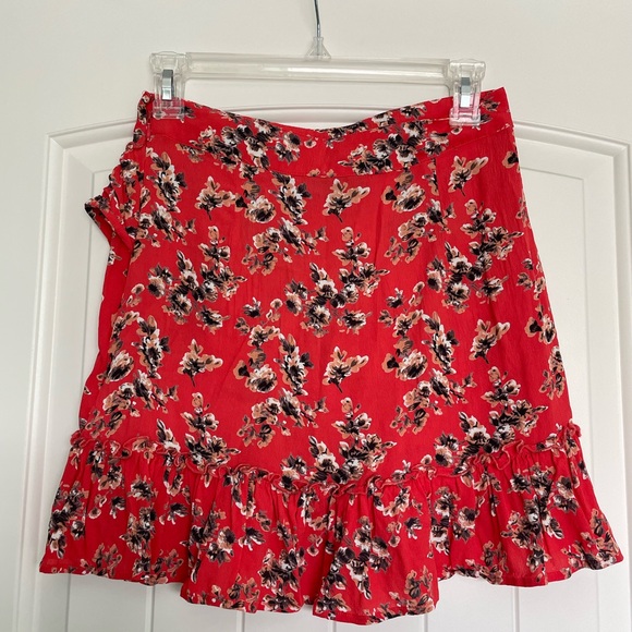 TOPSHOP Orange Floral Skirt - Picture 2 of 4